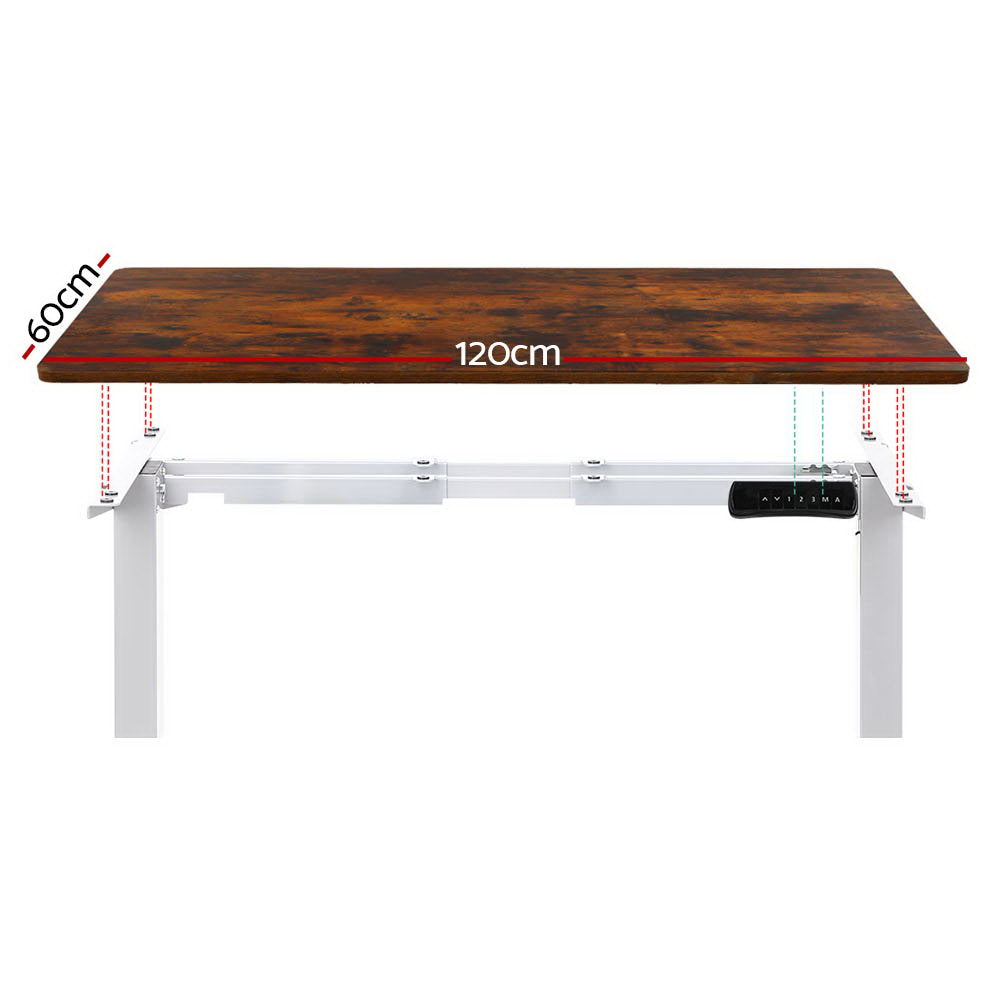 Standing Desk Motorised Dual Motor 120CM Rustic Brwon