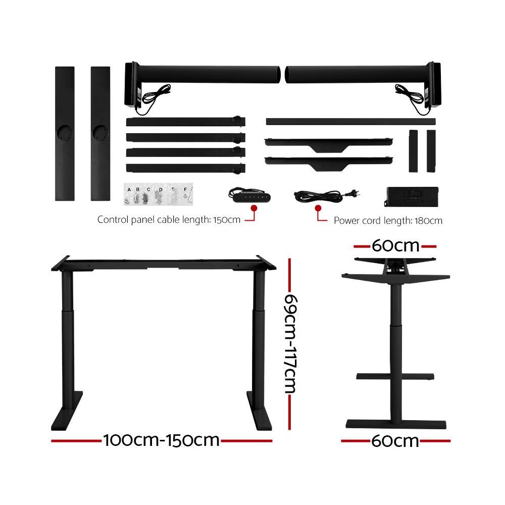 Standing Desk Motorised Electric Dual Motor Black 120CM