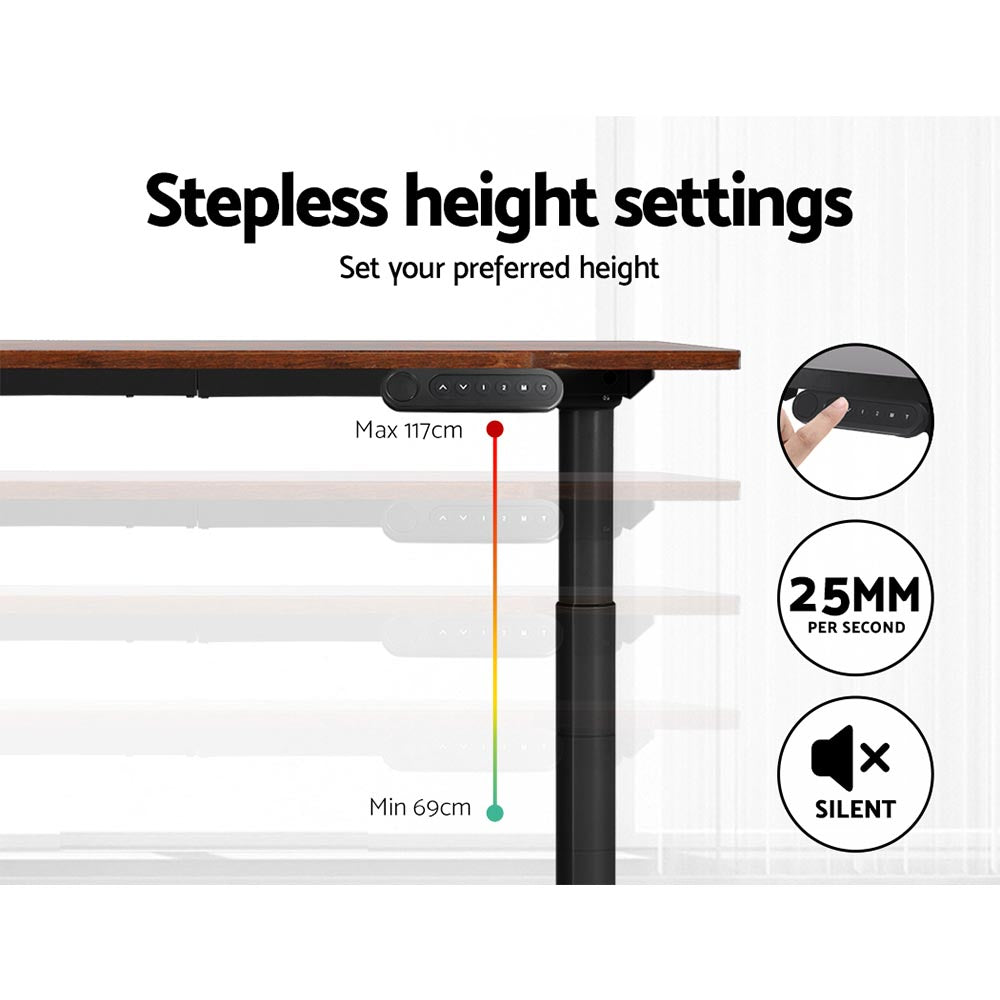 Standing Desk Motorised Electric Dual Motor Rustic Brown 120CM