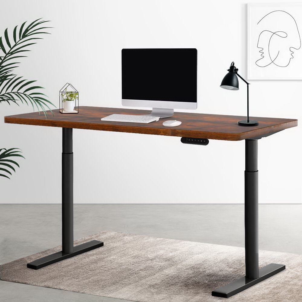 Standing Desk Motorised Electric Dual Motor Rustic Brown 120CM