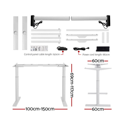 Standing Desk Motorised Electric Dual Motor 120CM Black