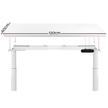 Standing Desk Motorised Electric Dual Motor 120CM White