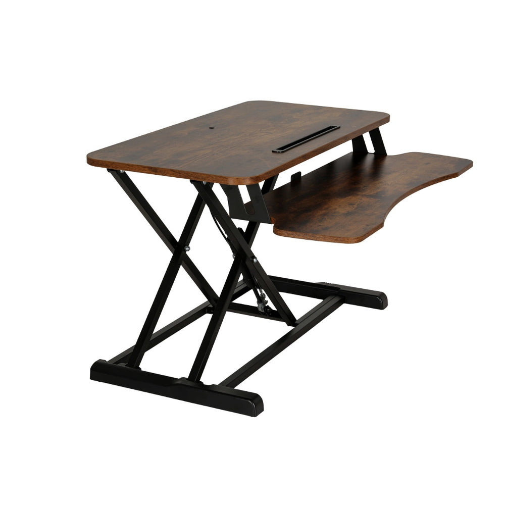 Standing Desk Riser Height Adjustable Rustic Brown 80CM