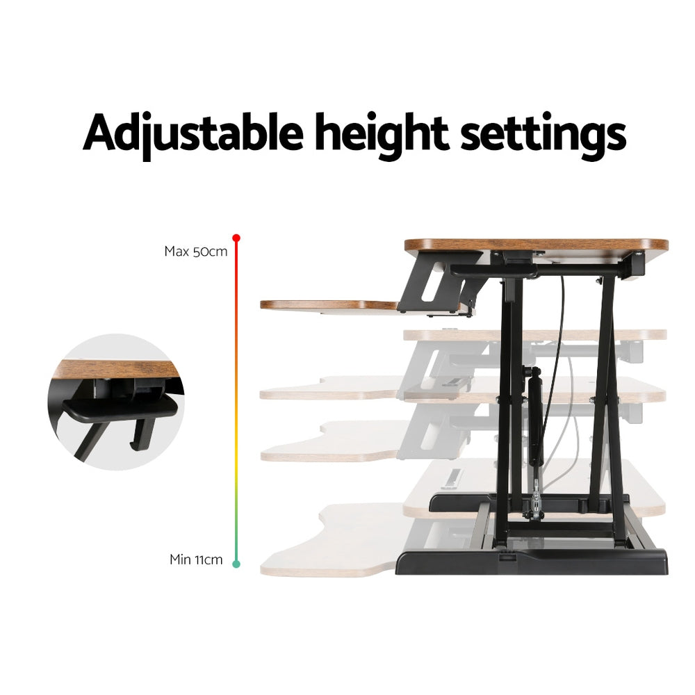 Standing Desk Riser Height Adjustable Rustic Brown 80CM