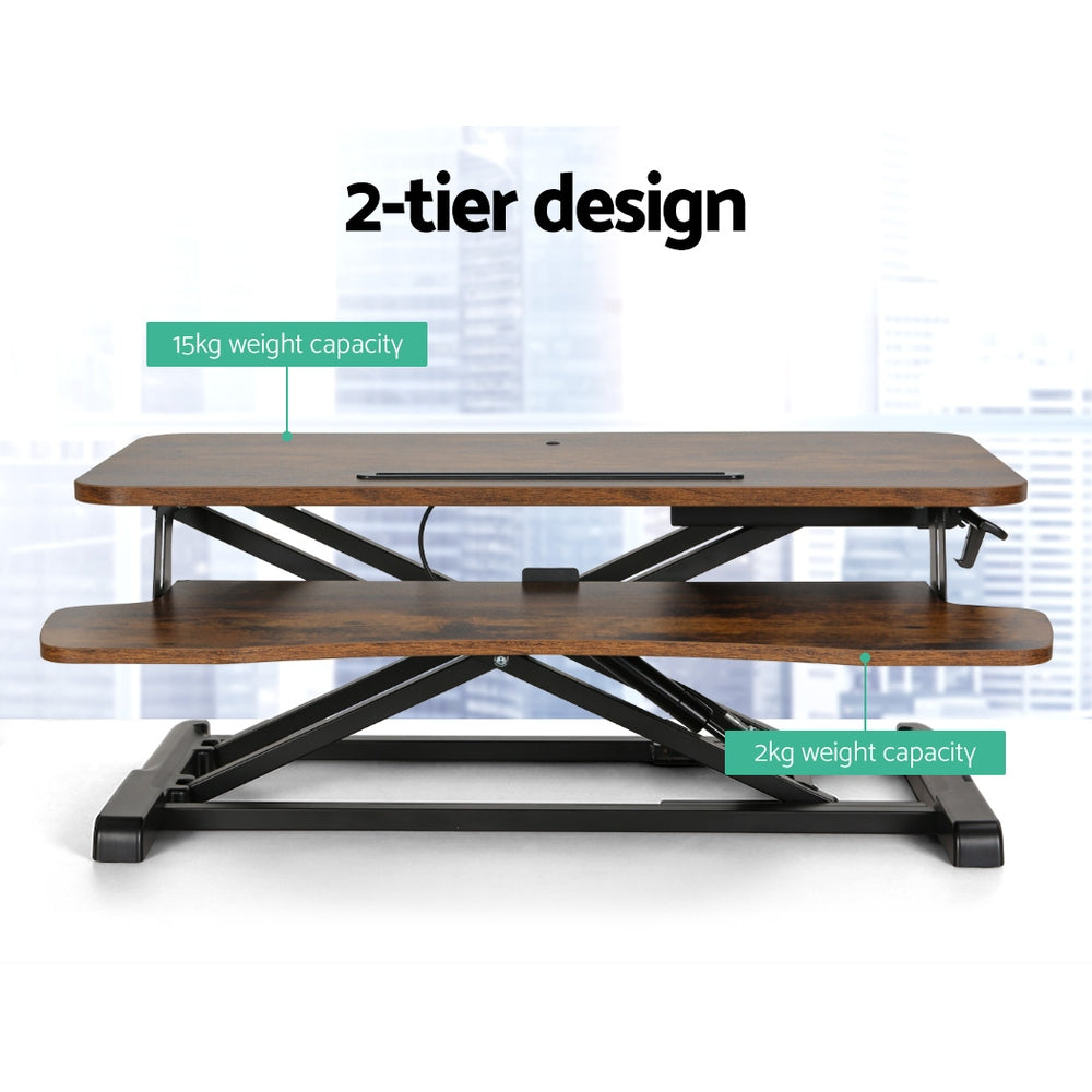 Standing Desk Riser Height Adjustable Rustic Brown 80CM