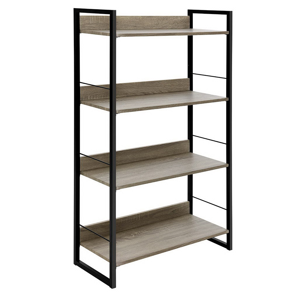 Bookshelf 4 Tiers - Black and Oak