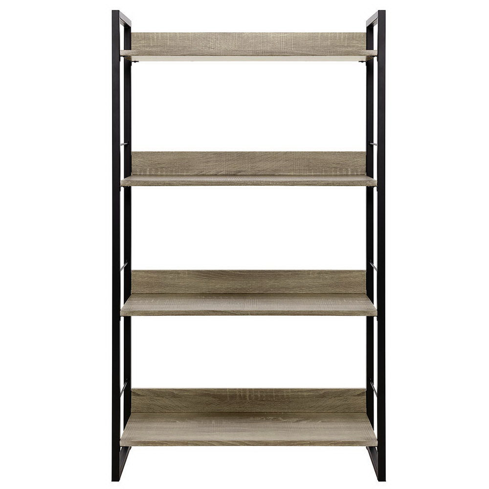 Bookshelf 4 Tiers - Black and Oak