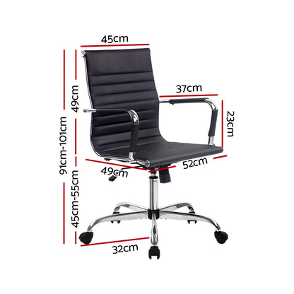 Office Chair Conference Chairs PU Leather Mid Back Black