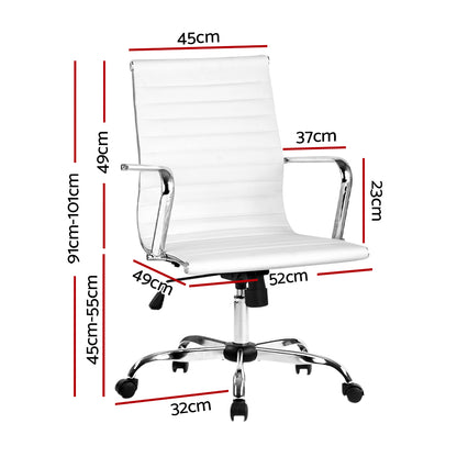 Office Chair Conference Chairs PU Leather Mid Back White