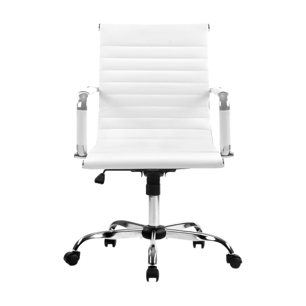 Office Chair Conference Chairs PU Leather Mid Back White