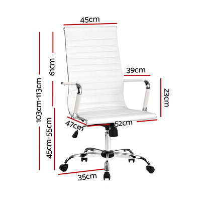 Office Chair Conference Chairs PU Leather High Back White