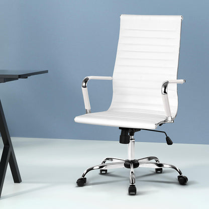 Office Chair Conference Chairs PU Leather High Back White