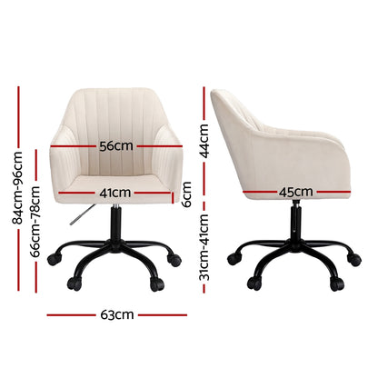 Office Chair Velvet Seat Cream