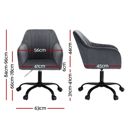 Office Chair Velvet Seat Dark Grey