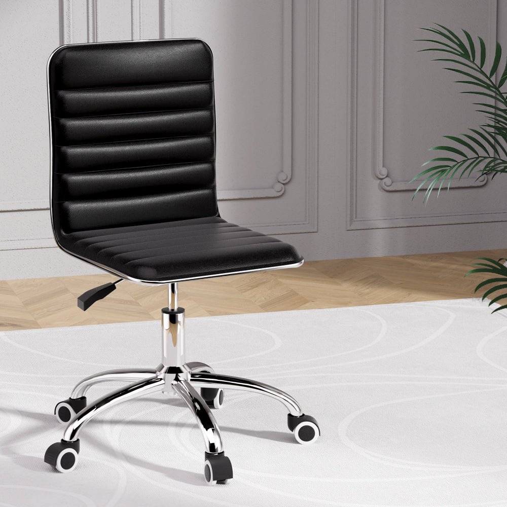 Office Chair Conference Chairs PU Leather Low Back Black