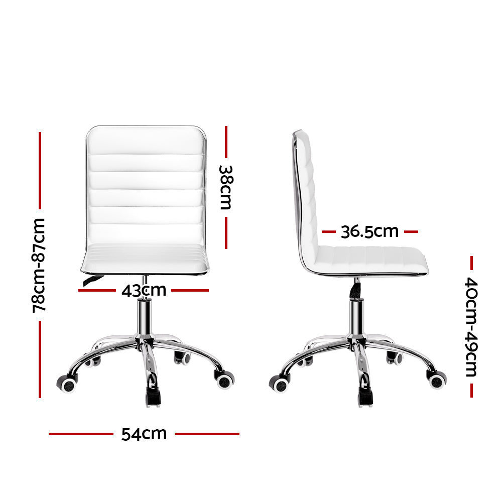 Office Chair Conference Chairs PU Leather Low Back White