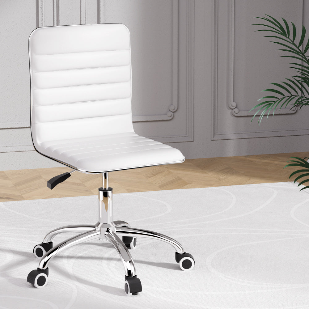 Office Chair Conference Chairs PU Leather Low Back White